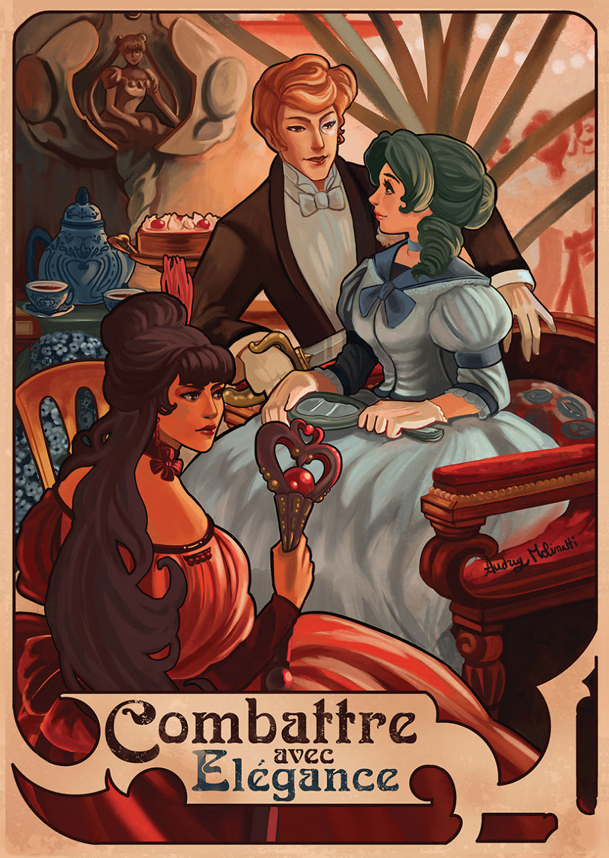 I Illustrate Sailor Moon Characters Living In XIX Century Paris