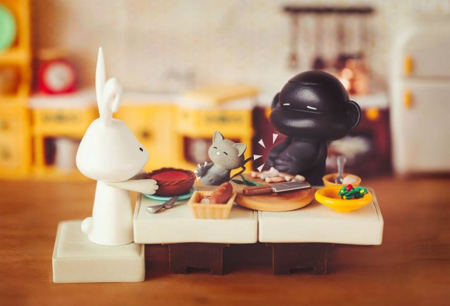 I Recreate Daily Moments Of Married Life With A Monkey And A Rabbit I Recreate Daily Moments Of Married Life With A Monkey And A Rabbit