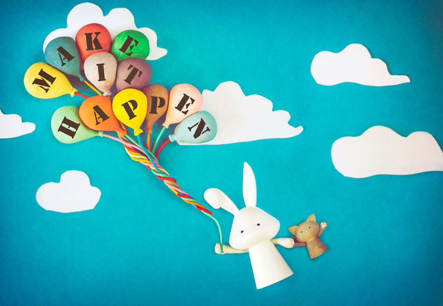 I Recreate Daily Moments Of Married Life With A Monkey And A Rabbit