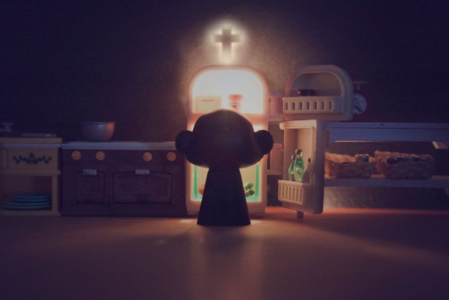 I Recreate Daily Moments Of Married Life With A Monkey And A Rabbit