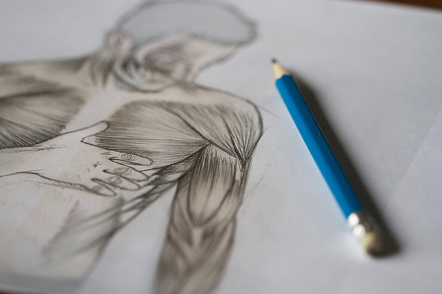 I Study Human Muscles By Drawing Them On My Selfies I Study Human Muscles By Drawing Them On My Selfies