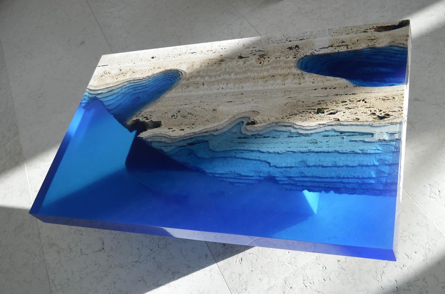 Lagoon Tables That I Create By Merging Resin With Cut Travertine Marble Lagoon Tables That I Create By Merging Resin With Cut Travertine Marble