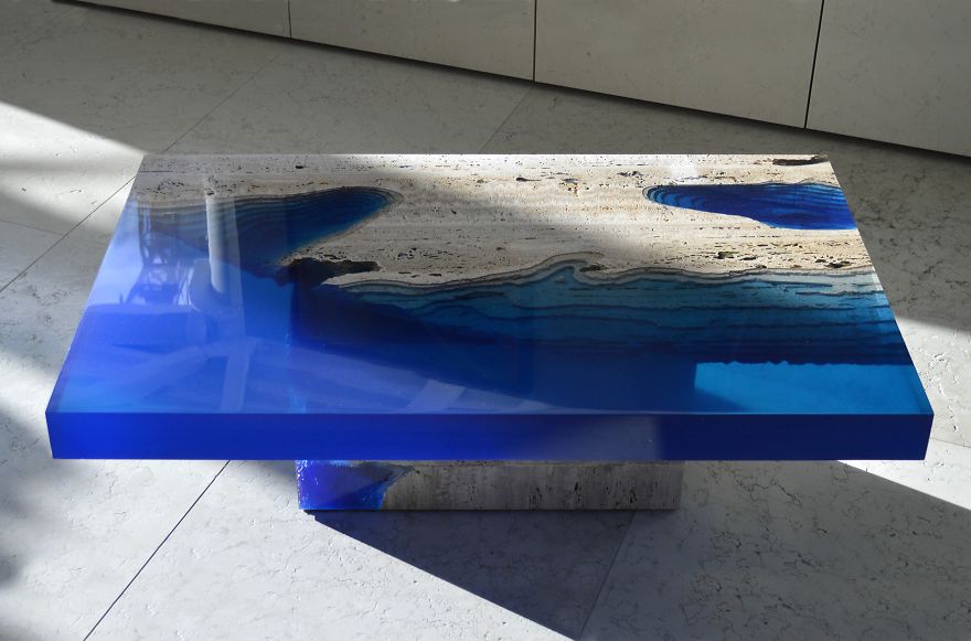 Lagoon Tables That I Create By Merging Resin With Cut Travertine Marble Lagoon Tables That I Create By Merging Resin With Cut Travertine Marble