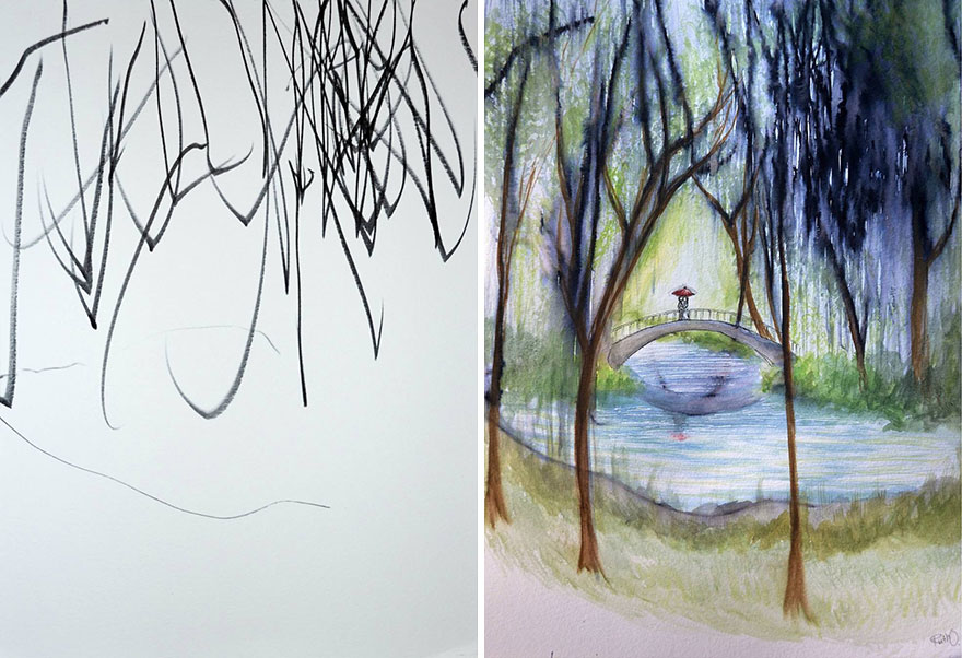 mom-turns-kid-doodles-into-paintings-2 mom-turns-kid-doodles-into-paintings-2