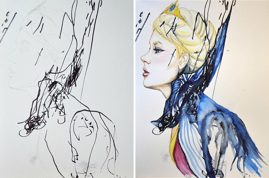 mom-turns-kid-doodles-into-paintings-9 mom-turns-kid-doodles-into-paintings-9