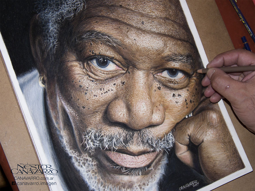 My 50-Hour High-Detail Drawing Of Morgan Freeman In Color Pencils My 50-Hour High-Detail Drawing Of Morgan Freeman In Color Pencils