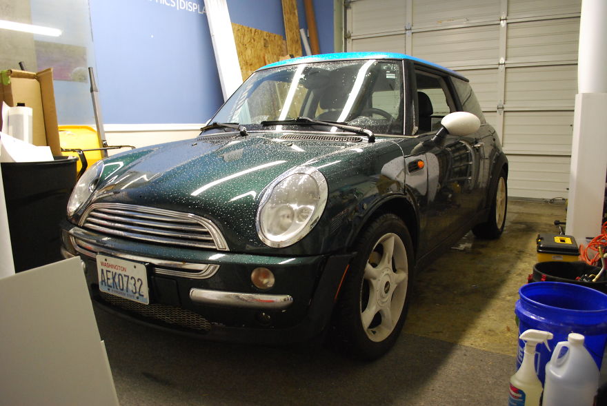 My Mini Cooper Became A Rolling Holiday Greeting After I Wrapped It In Christmas Paper