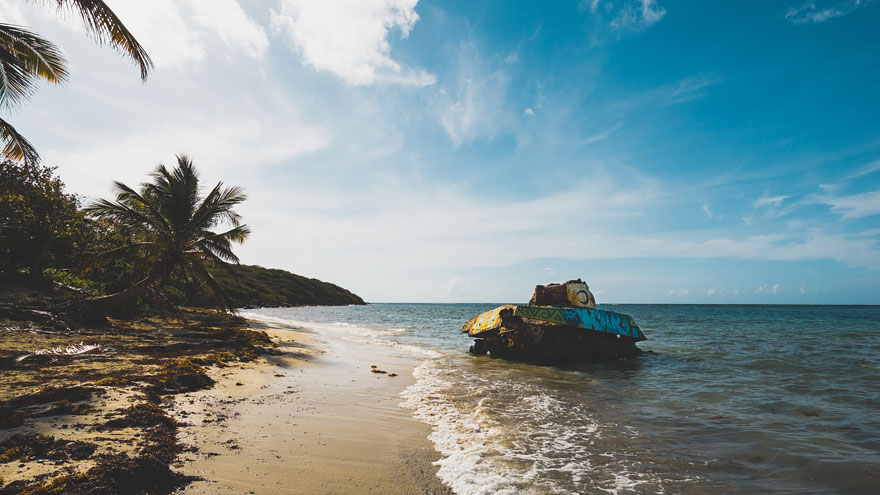 Tank In Flamenco Beach In Culebra, Puerto Rico