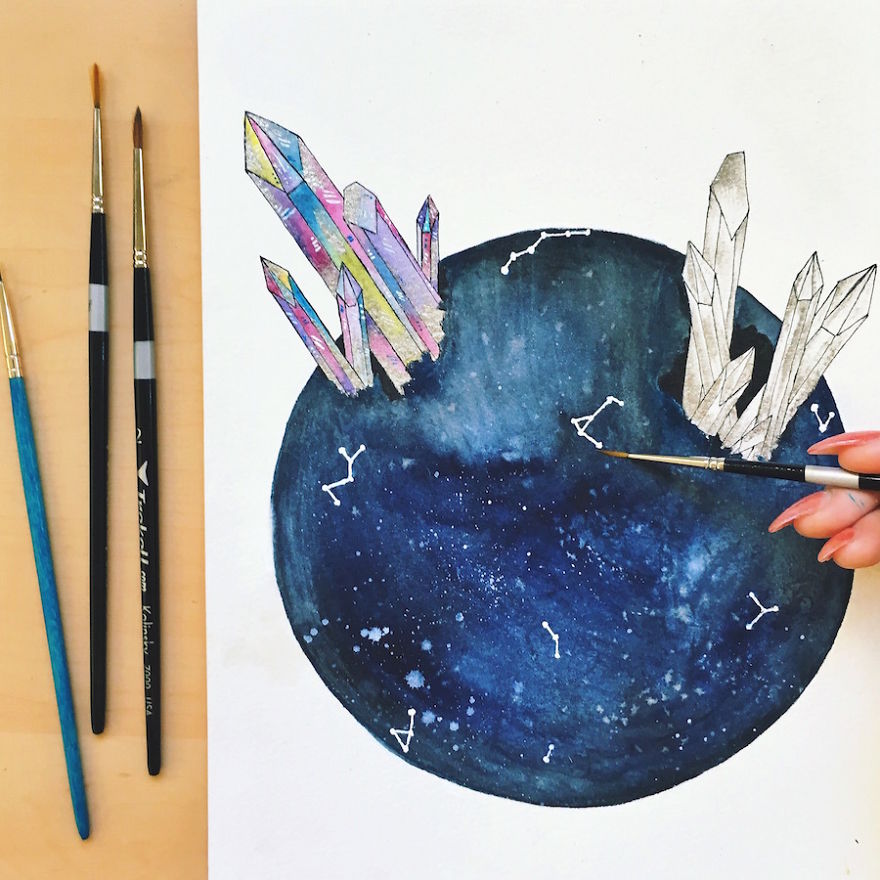 I Watercolor Healing Moons And Crystals To Bring Light To Our Broken And Hurting World I Watercolor Healing Moons And Crystals To Bring Light To Our Broken And Hurting World