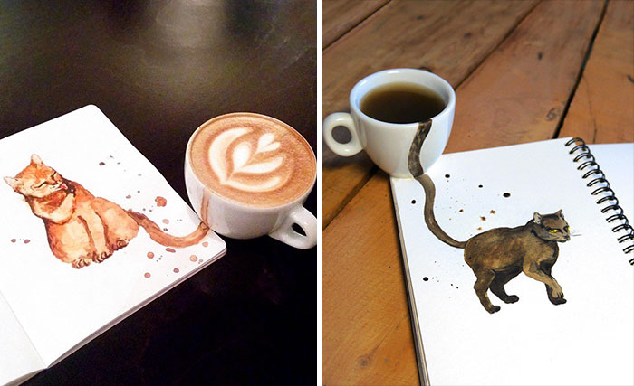 Russian Illustrator Reimagines Different Coffees As Cats