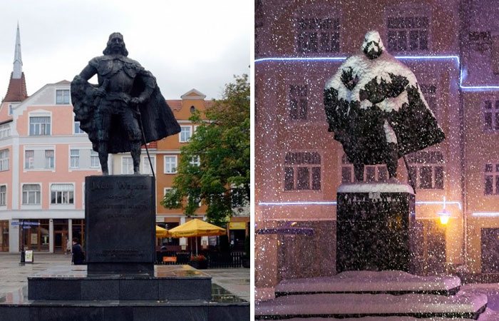 This Polish Statue Looks Like Darth Vader After A Snowy Day