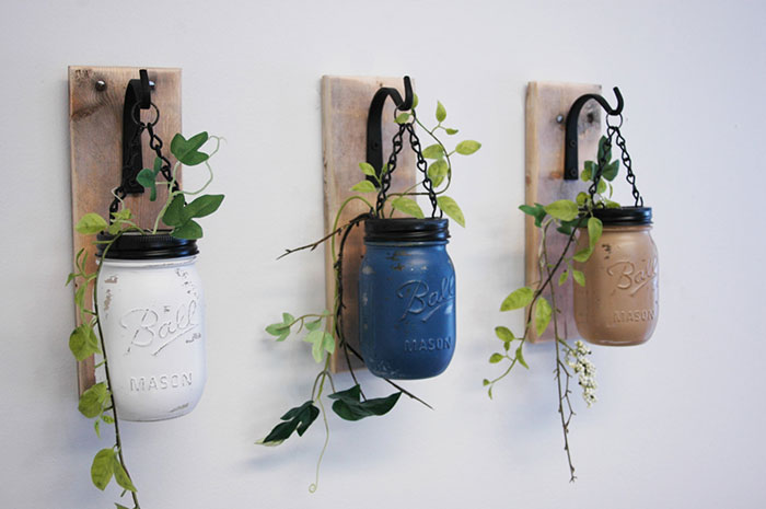 Wall Decor - Individual Hanging Painted Mason Jars