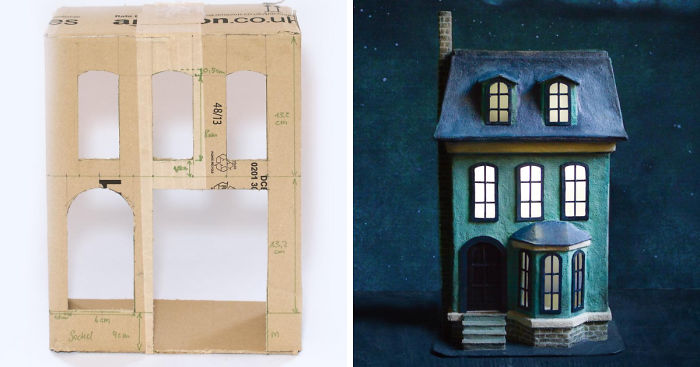 I Created A Victorian Dollhouse Out Of An Old Shipping Carton