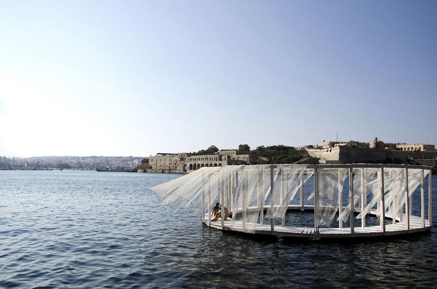 Self-Made Floating Island In Mediterranean Sea Makes You Feel Like In A New Isolated World