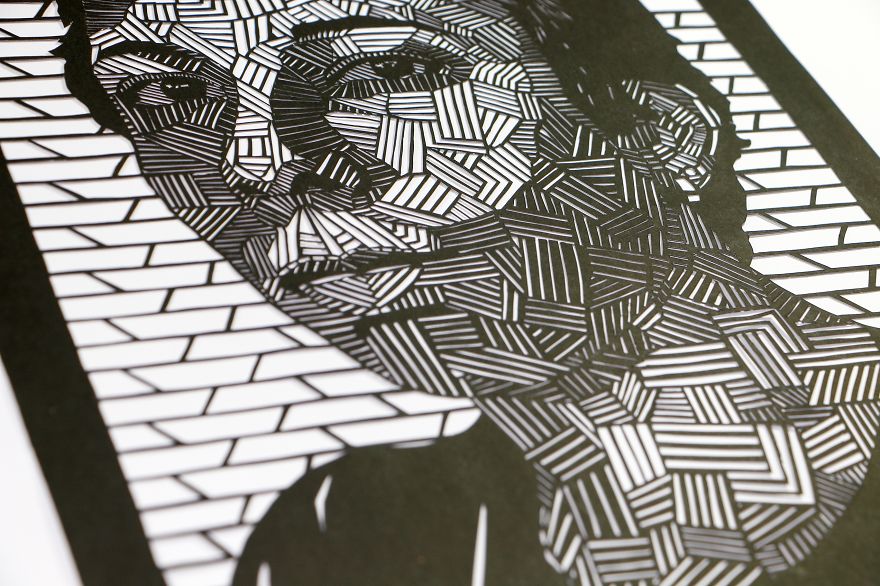 I Created My Self Portrait Using The Papercut Technique