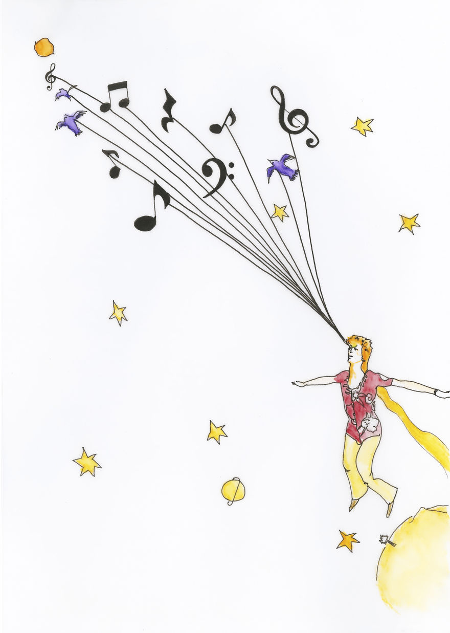I Drew Ziggy Stardust In The Settings Of 'The Little Prince'