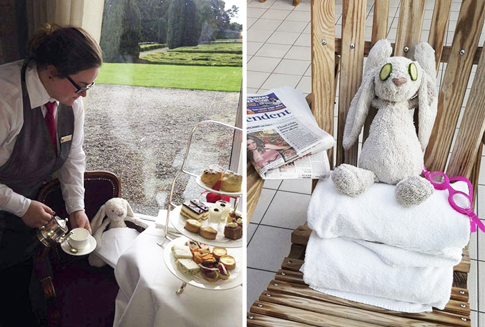 Little Girl Forgets Her Stuffed Bunny At Hotel, Staff Takes It On Adventure