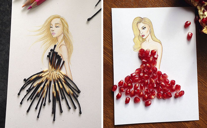 Armenian Illustrator Completes His Cut-Out Dresses With Everyday Objects