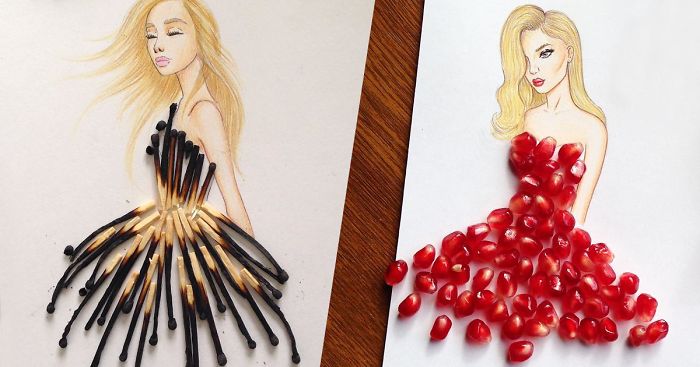 Armenian Illustrator Completes His Cut-Out Dresses With Everyday Objects