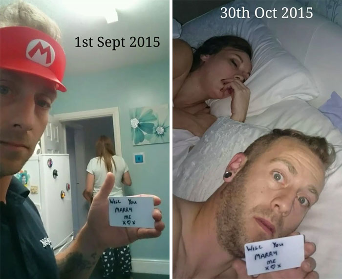 Guy Hides Marriage Proposal In Every Photo With His Girlfriend For Months