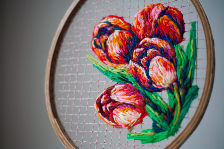 Sew Far, Sew Good: I Embroider On Old Tennis Rackets Sew Far, Sew Good: I Embroider On Old Tennis Rackets
