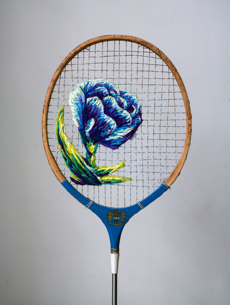 Sew Far, Sew Good: I Embroider On Old Tennis Rackets Sew Far, Sew Good: I Embroider On Old Tennis Rackets