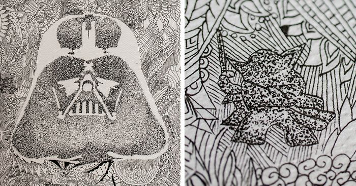 I Drew Star Wars Characters Using Zentangle And Dotworks Techniques