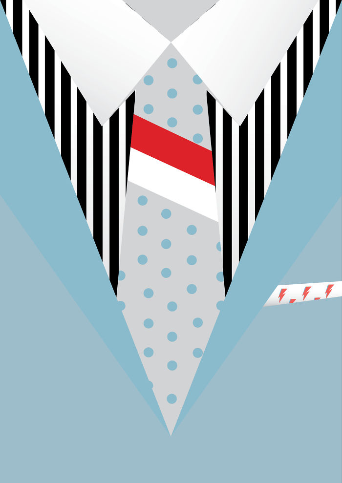 David Bowie's Life On Mars? - Powder Blue Suit With Polka Dots Tie And Lightning Pocketsquare