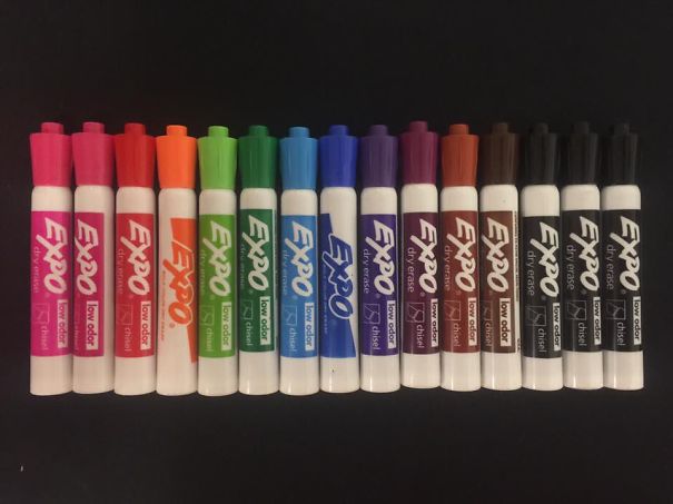 My Dry Erase Markers Stash, Organized By A Few Of My Bored Students