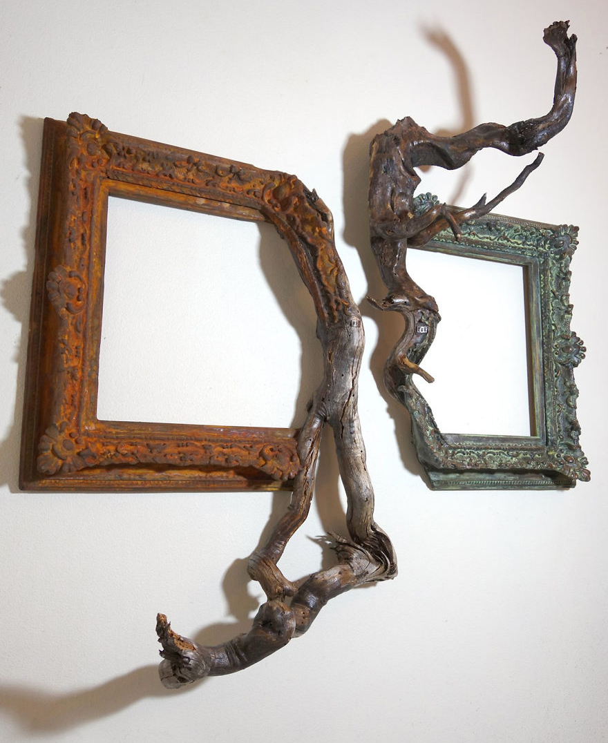 I Give A Second Life To Dead Trees By Fusing Them With Picture Frames I Give A Second Life To Dead Trees By Fusing Them With Picture Frames