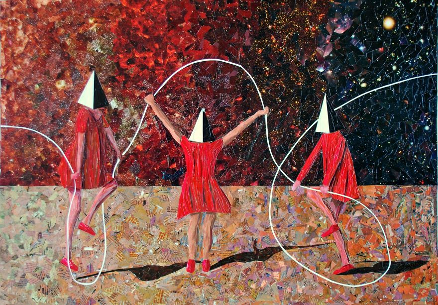 I Create Paper Collages That Look Like Oil Paintings