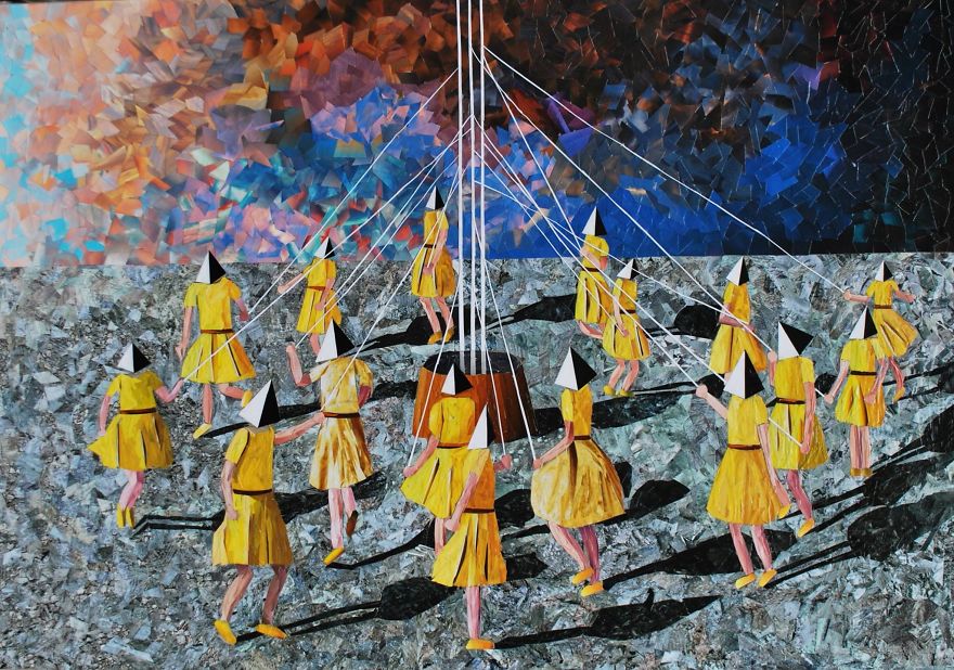 I Create Paper Collages That Look Like Oil Paintings