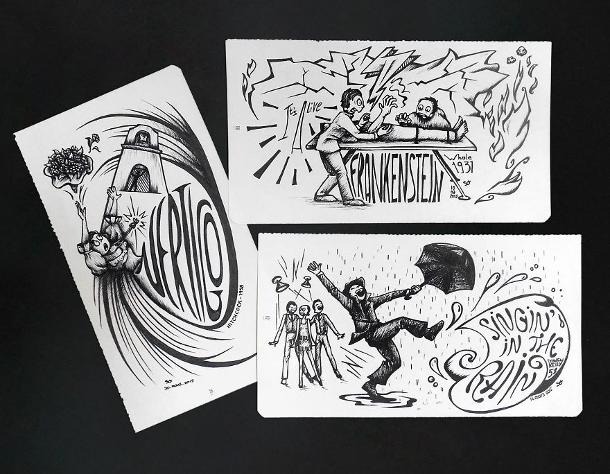 Vertigo1, Alfred Hitchcock, 1958 // Frankenstein, James Whale, 1931 // Singin’ In The Rain, Stanley Donen & Gene Kelly, 1952