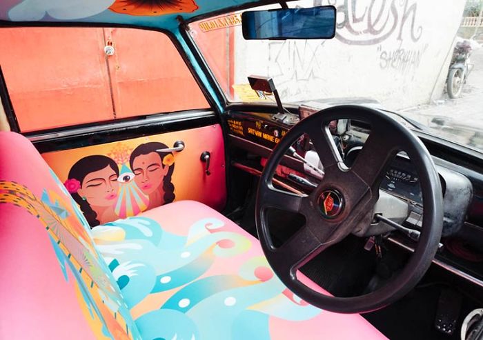 Taxi Fabric Project - When Indian Artists Decorate The Taxis In Mumbai