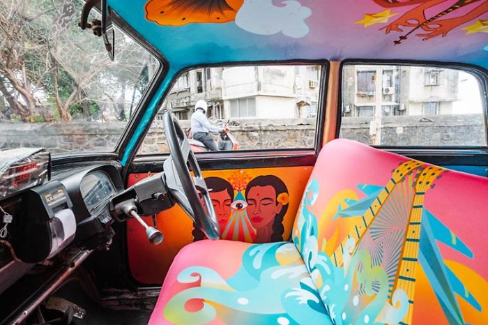 Taxi Fabric Project - When Indian Artists Decorate The Taxis In Mumbai