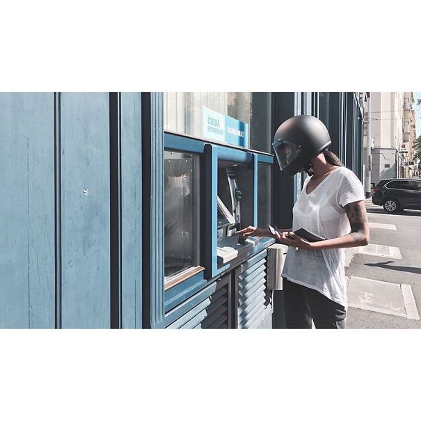 Lazy To Take Off The Helmet :)