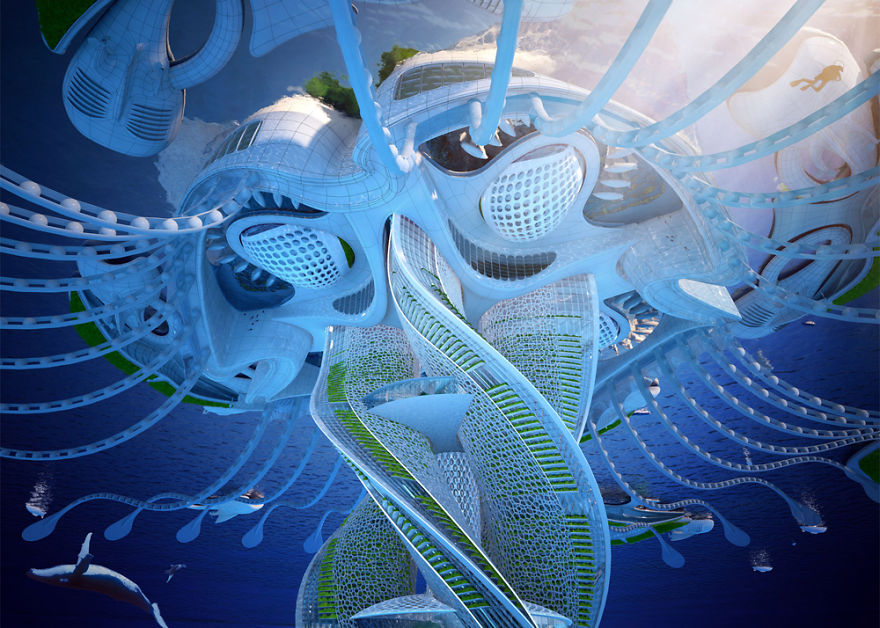 Architect Plans An Underwater Eco Village From 3D Printed Recycled Plastic Architect Plans An Underwater Eco Village From 3D Printed Recycled Plastic