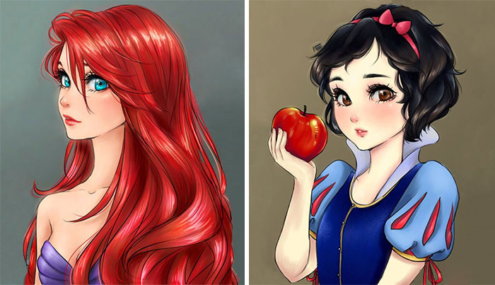 I Draw Disney Princesses As Anime Characters