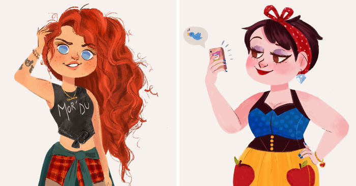 I Illustrated Disney Princesses As Modern Day Girls Living In The 21st Century