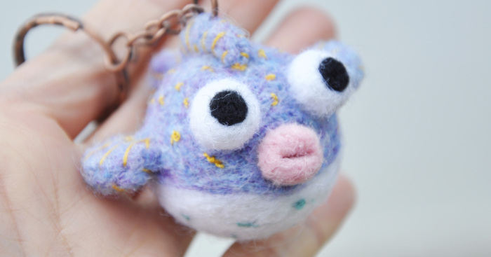 I Made This Felted Pufferfish Keychain