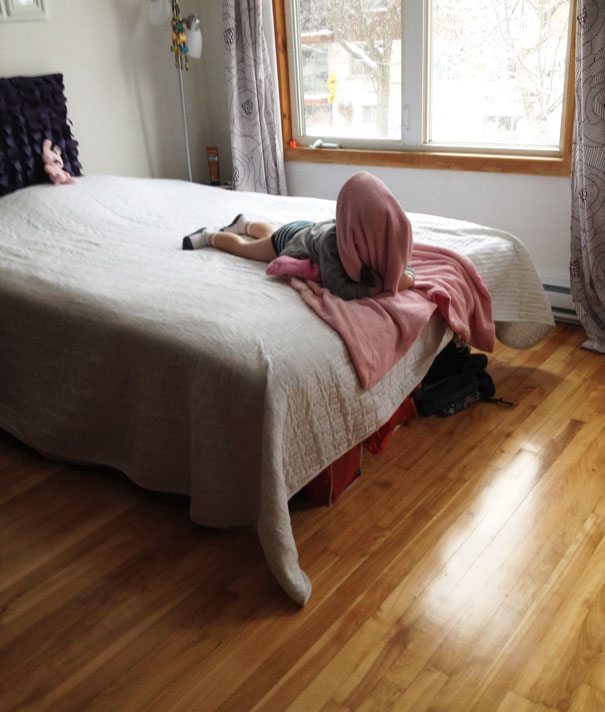 Playing Hide And Seek With My Nephew. This Was His Hiding Spot