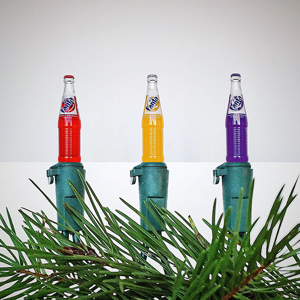 Soda Bottles + Christmas Lights