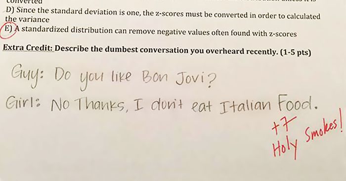 Statistics Professor Asks Students Hilarious Extra Credit Questions (8 Pics)