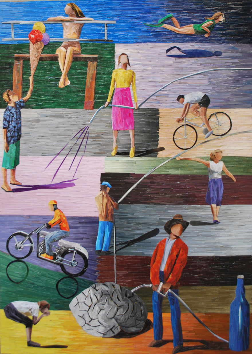 I Create Paper Collages That Look Like Oil Paintings