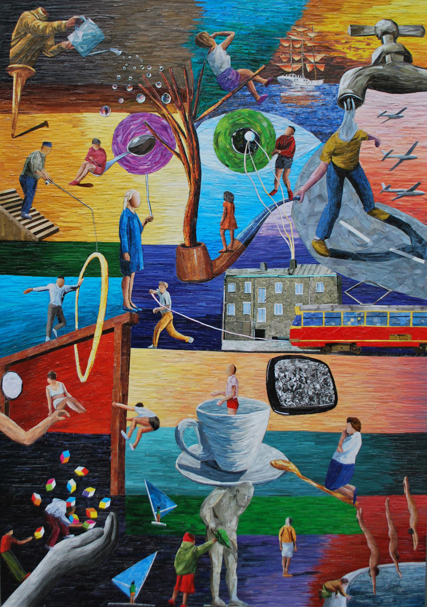 I Create Paper Collages That Look Like Oil Paintings