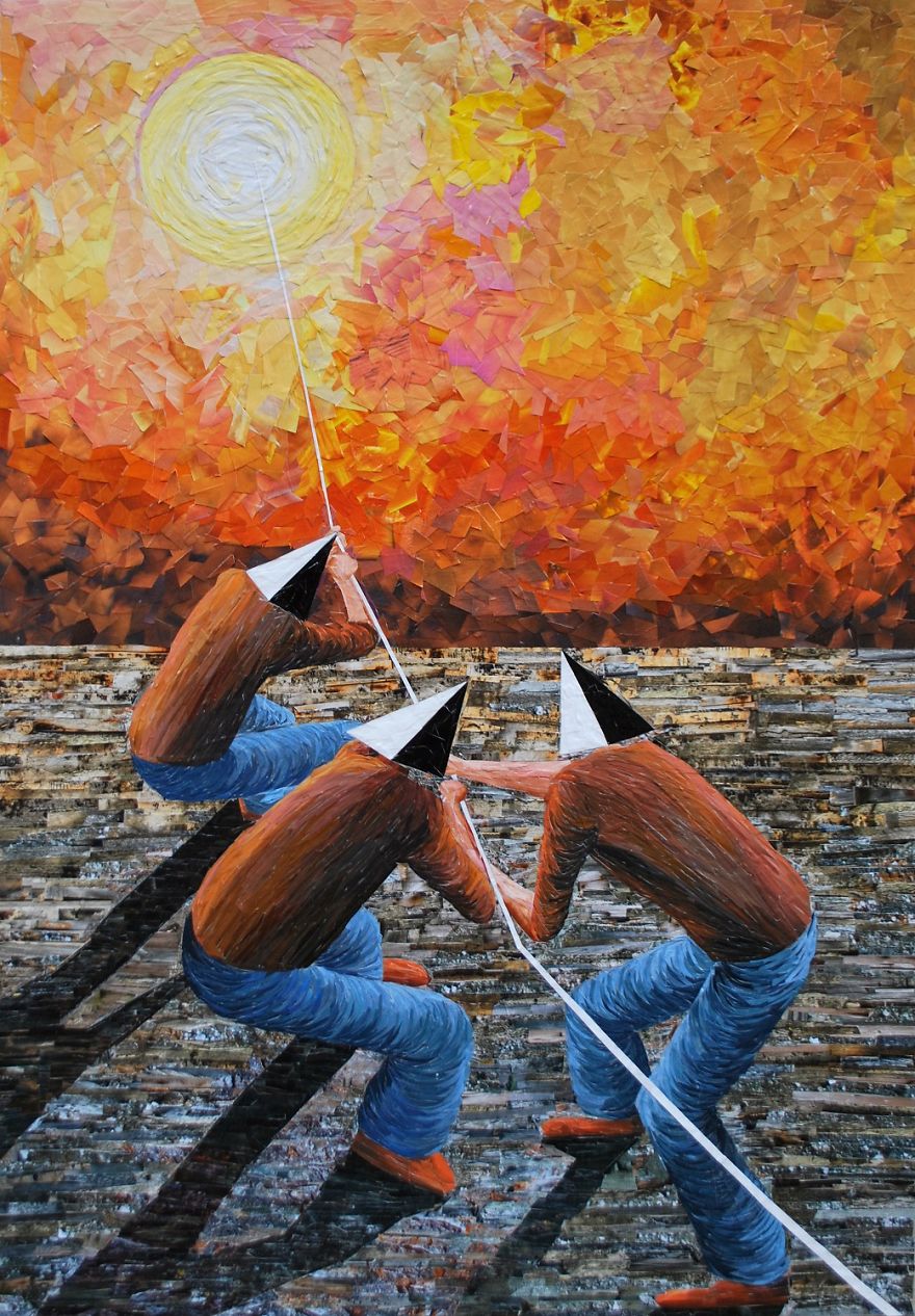 I Create Paper Collages That Look Like Oil Paintings