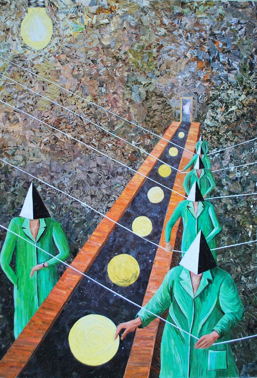 I Create Paper Collages That Look Like Oil Paintings