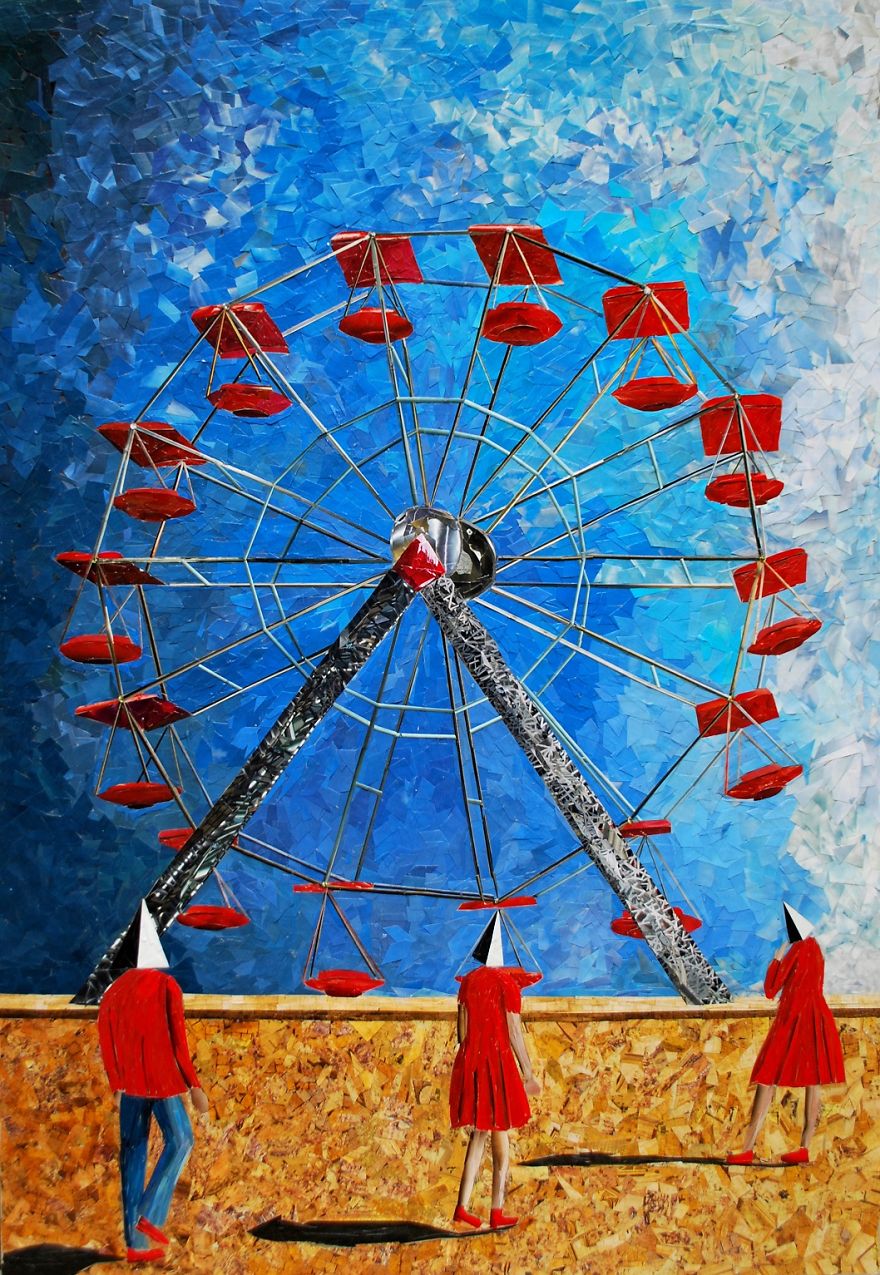 I Create Paper Collages That Look Like Oil Paintings