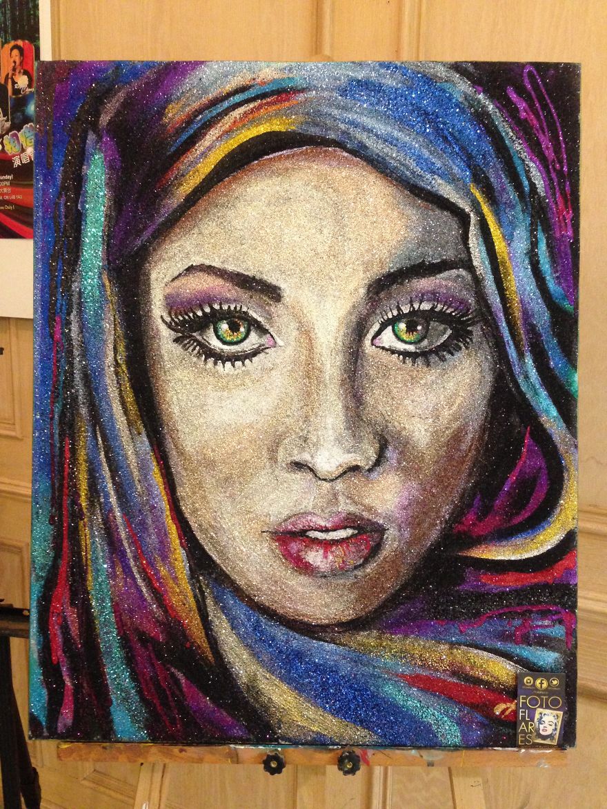 Toronto Artist Uses Only Glitter And Glue, To Make These Unique Dazzling Artworks!