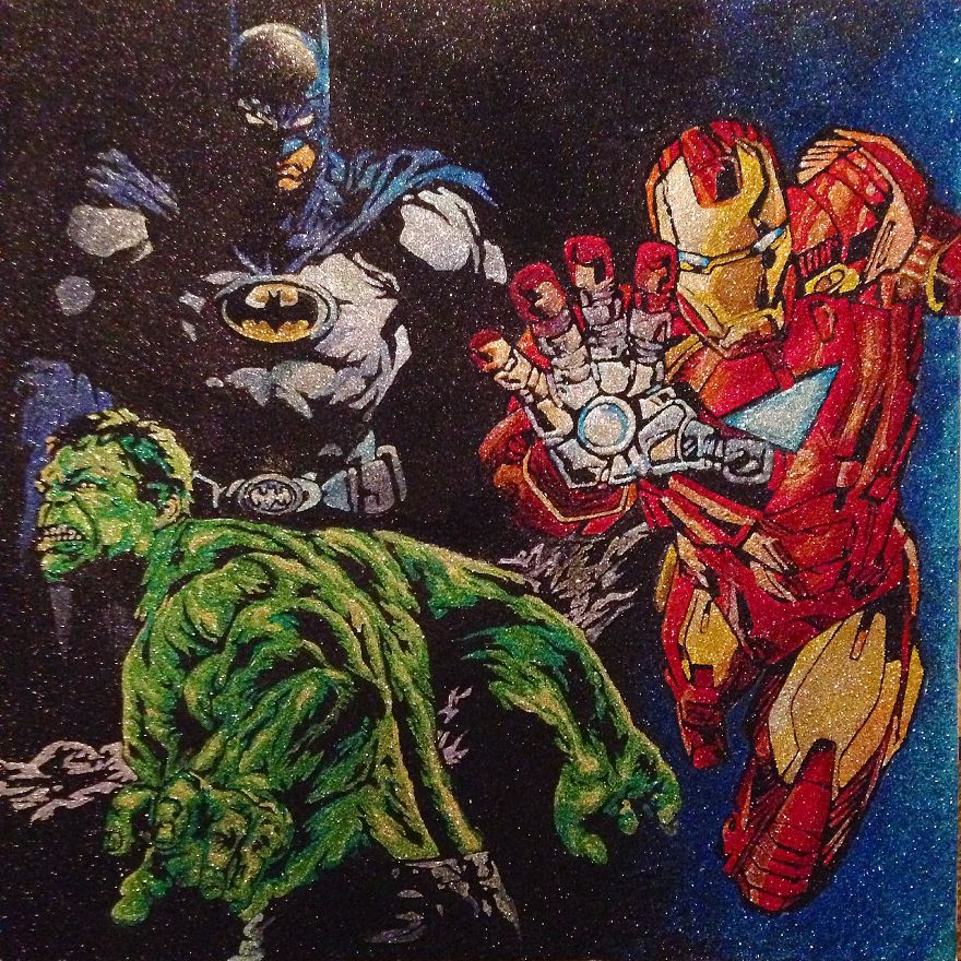 Toronto Artist Uses Only Glitter And Glue, To Make These Unique Dazzling Artworks!